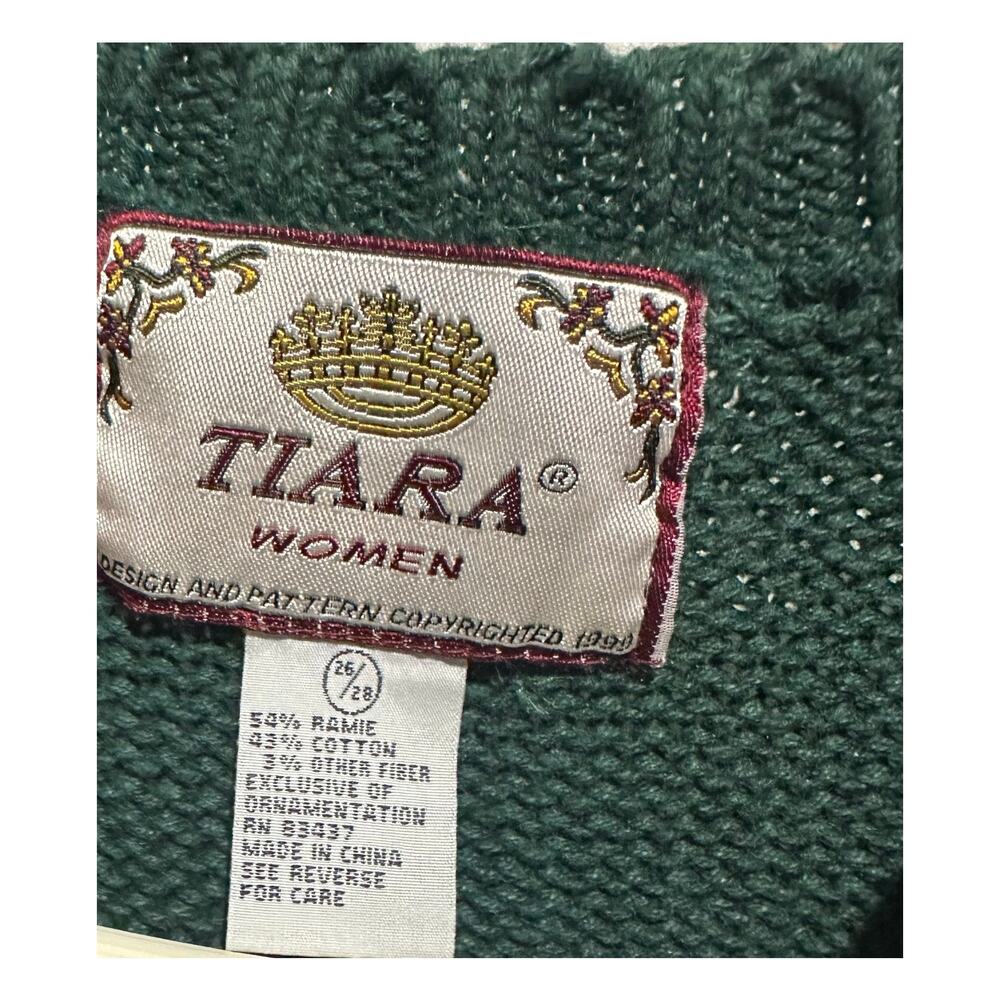 Vintage Tiara International Women's Christmas Cardigan Green Size XL Button Up - Picture 4 of 7